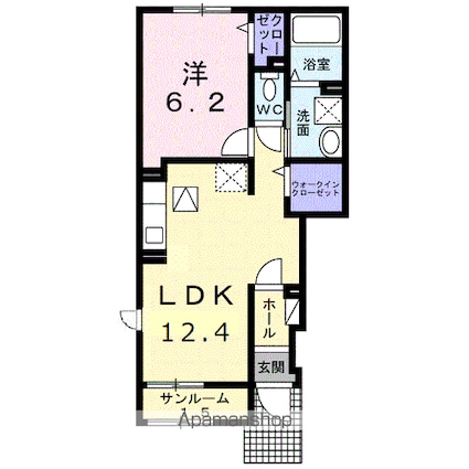 カーサ・フェリーチェ[1LDK/45.85m2]の間取図