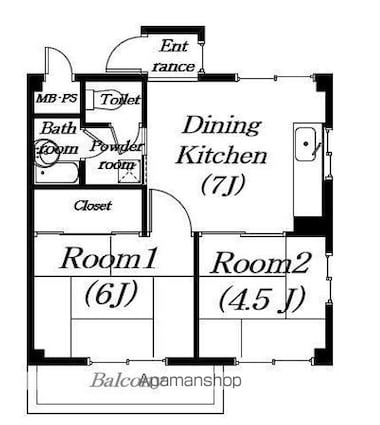 プライズカワナベ[2DK/37.26m2]の間取図