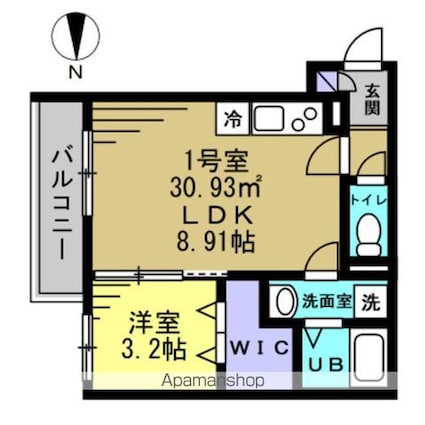 ＡＪ千葉寺００３[1LDK/30.93m2]の間取図