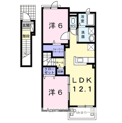 ドゥマン　クレールⅠ[2LDK/58.21m2]の間取図