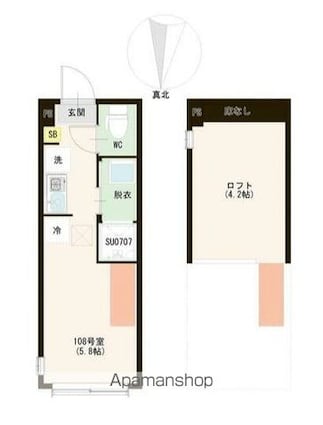 ハーモニーテラス富士見台Ⅳ[1R/13.97m2]の間取図