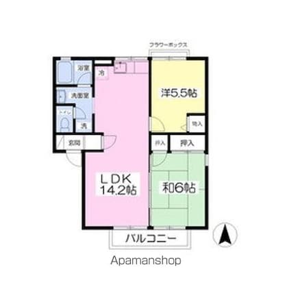 セジュール不来方Ｂ[2LDK/53.94m2]の間取図