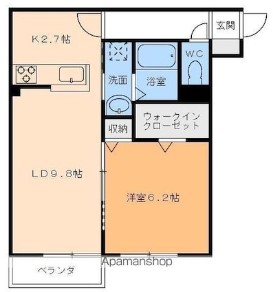 フィカーサ　カナハ[1LDK/42.3m2]の間取図