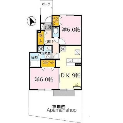 梟の杜コート　Ａ棟[2DK/52.09m2]の間取図