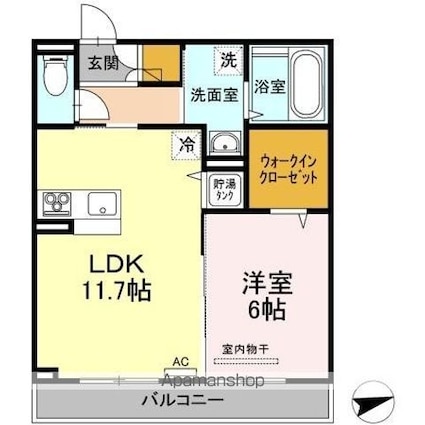 スーペリア　ガーデン　Ｍ　Ａ棟[1LDK/46.75m2]の間取図