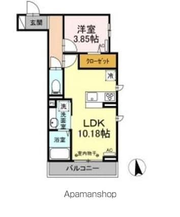 Ｂｌａｎｃｈｅｎｅｉｇｅ　Ａ棟[1LDK/36.62m2]の間取図