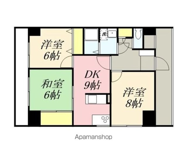Ｗａｊｉｍａ小雑賀マンション[3DK/68.9m2]の間取図