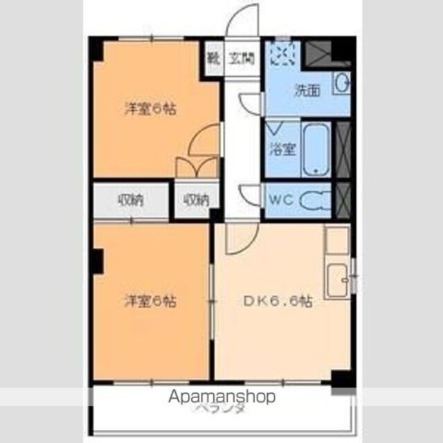 サウスコート松年[2DK/48m2]の間取図
