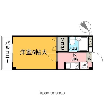 入間プレミアム[1K/21.6m2]の間取図