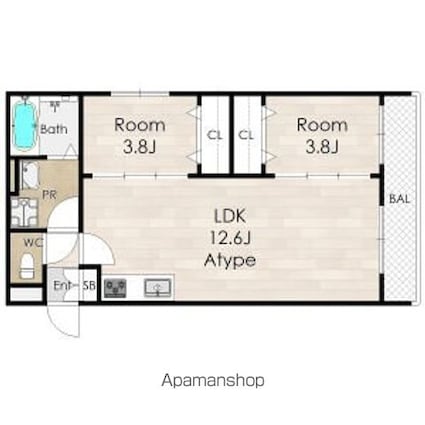 ＡＶＡＮＴＩＯ　ＨＯＮＭＡＣＨＩ[2LDK/45.46m2]の間取図