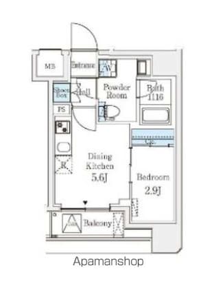 クラリティア文京湯島[1DK/25.13m2]の間取図