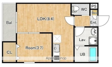 ジーメゾン春日部ウェスト[1LDK/30m2]の間取図