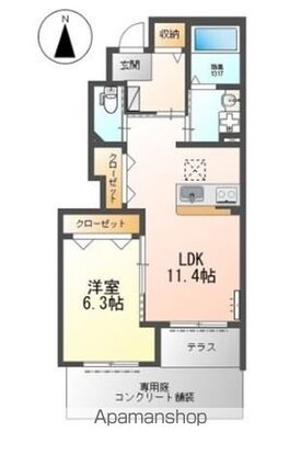 ＬｕＬｕ　Ａｉｎａ（ルルアイナ）[1LDK/44.83m2]の間取図