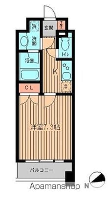 ＫＤＸレジデンス神楽坂[1K/24.86m2]の間取図