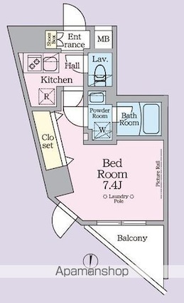 ＡＲＫＭＡＲＫ池袋本町[1K/25.95m2]の間取図