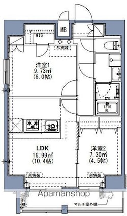 ＳーＲＥＳＩＤＥＮＣＥ尾久ａｚｕｒｅ[2LDK/50.26m2]の間取図