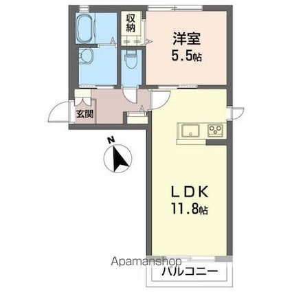 つくしＢ[1LDK/42.69m2]の間取図