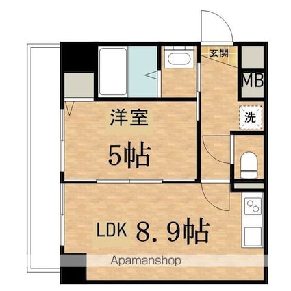 エンドレスタワー[1LDK/34.55m2]の間取図