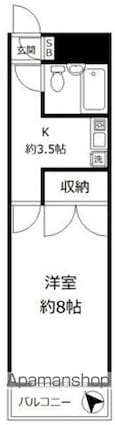 東京都世田谷区上馬３丁目[1K/25m2]の間取図