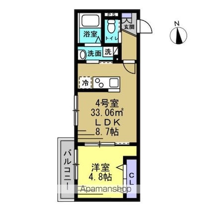 パルブニール浜野[1LDK/33.06m2]の間取図