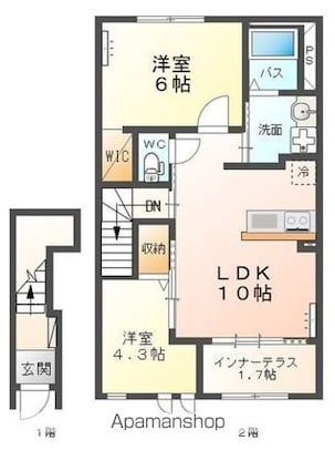 ＣＡＬＭ　ＧＥＮＴＬＥⅠ[2LDK/53.88m2]の間取図