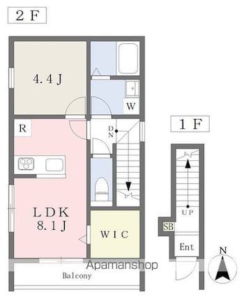 ボン・プレサージュ郡中[1LDK/39.31m2]の間取図
