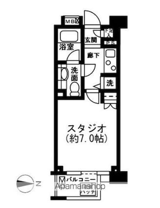 レジディア新宿イーストⅡ[1K/21.65m2]の間取図