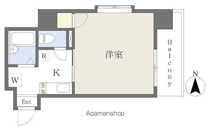 リピア大街道[1K/20m2]の間取図
