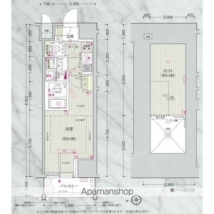エステムコート名古屋栄デュアルレジェンド[1K/24.65m2]の間取図