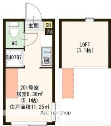 東京都中野区丸山２丁目[1R/11.25m2]の間取図
