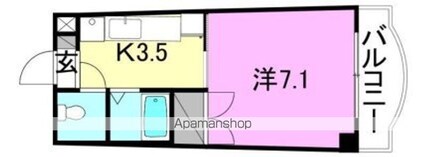 レディアント・チャハル２[1K/24m2]の間取図