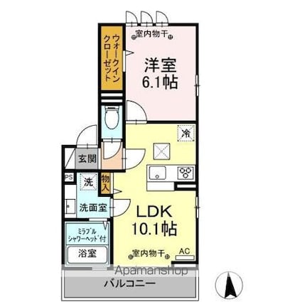 サフィール[1LDK/40.04m2]の間取図