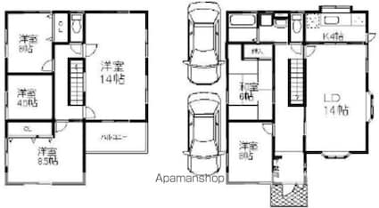 一里山４丁目貸家[6LDK/144.08m2]の間取図