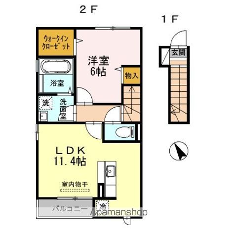 昭島市中神町のアパートの間取り