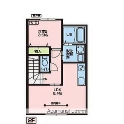 オークＣ[1LDK/36.64m2]の間取図