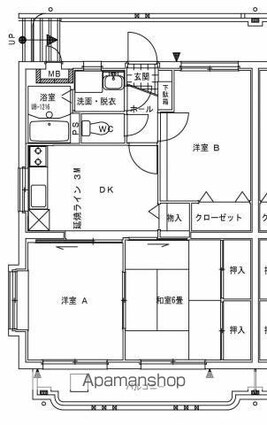 サンフラワー東町[3DK/56.85m2]の間取図