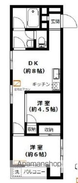 東京都世田谷区駒沢２丁目[1LDK/45.56m2]の間取図
