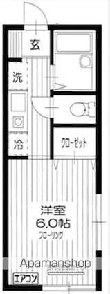 東京都世田谷区等々力８丁目[1K/19.83m2]の間取図