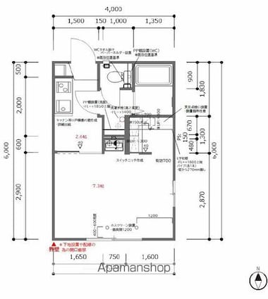 パークサイド高田Ｂ[1K/24.42m2]の間取図