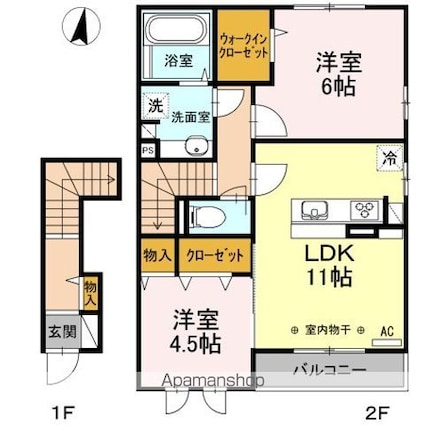 高知県高知市南久万[2LDK/61.14m2]の間取図