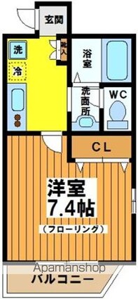 ヘスティア[1K/23.73m2]の間取図