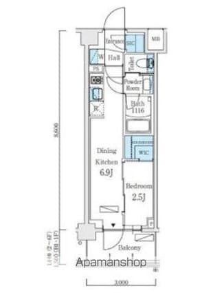 リビオメゾン東北沢[1DK/25.2m2]の間取図