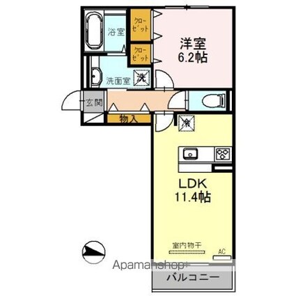 Ｃａｓａ　Ｅｎｔｒｅ（カーサエントレ）[1LDK/45.01m2]の間取図
