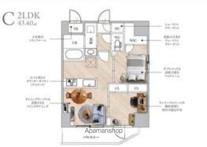 ＳーＲＥＳＩＤＥＮＣＥ浅草ｃｌａｒｉｔｙ[2LDK/43.4m2]の間取図