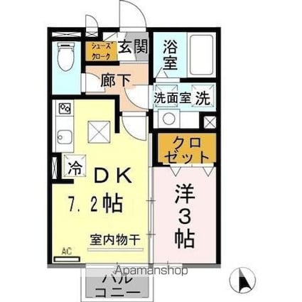 和歌山県和歌山市松江東２丁目[1DK/29.25m2]の間取図