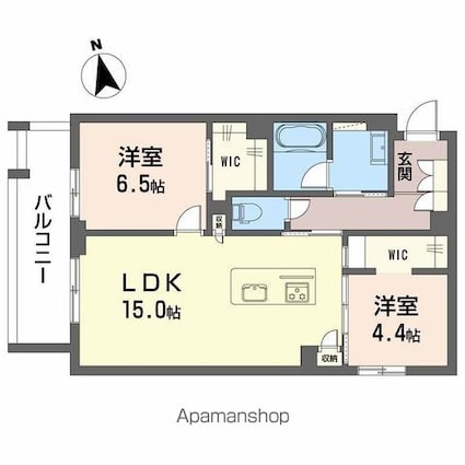 リバーサイドクレド[2LDK/63.74m2]の間取図