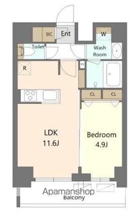 Ｓ－ＲＥＳＩＤＥＮＣＥ新宿早稲田ａｖｅｌｉｓ[1LDK/39.79m2]の間取図