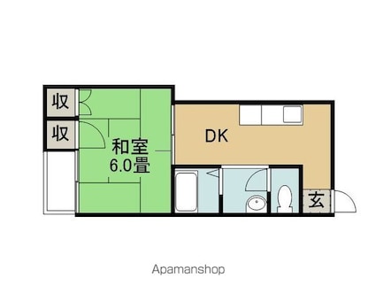 サンコーポ馬越[1DK/25m2]の間取図