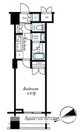 パレステュディオ新宿御苑駅前[1K/25.65m2]の間取図