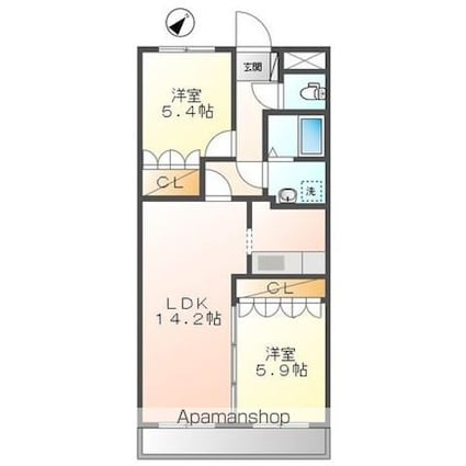 サンクレールⅢ[2LDK/58.3m2]の間取図